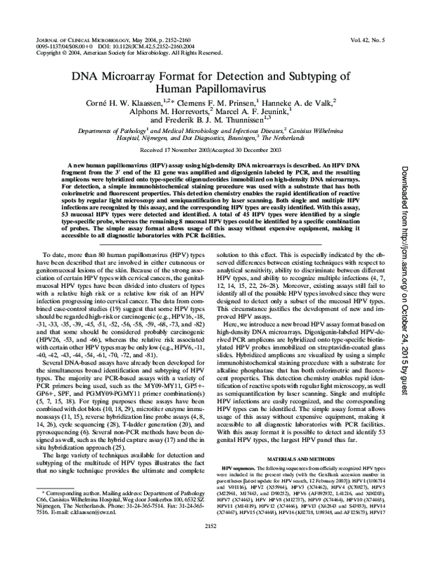 (PDF) DNA Microarray Format for Detection and Subtyping of Human ...