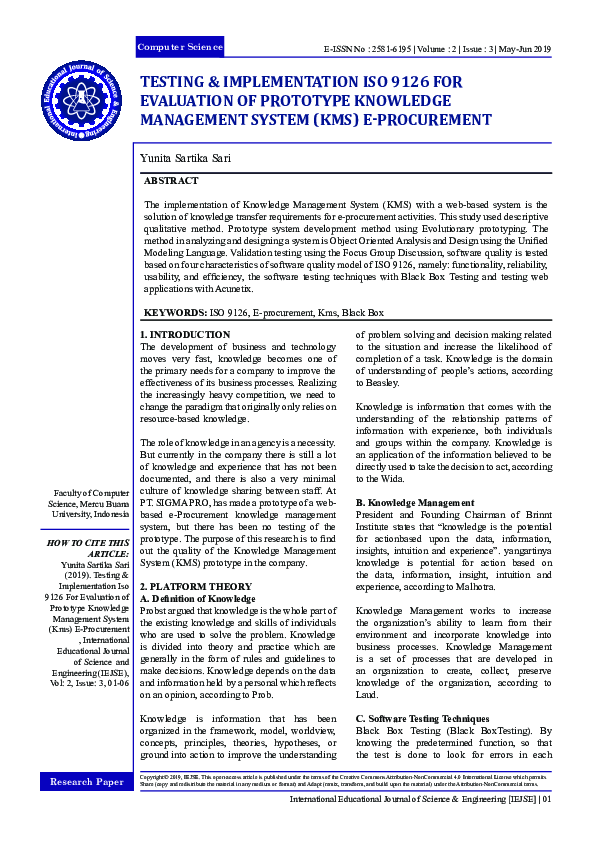 (PDF) TESTING & IMPLEMENTATION ISO 9126 FOR EVALUATION OF PROTOTYPE ...