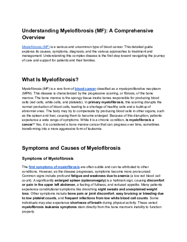 (PDF) Understanding Myelofibrosis (MF): A Comprehensive Overview