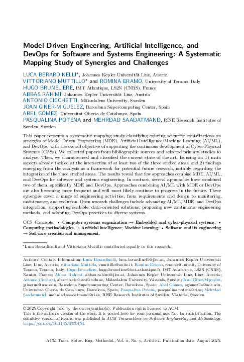 (PDF) Model Driven Engineering, Artificial Intelligence, and DevOps for ...
