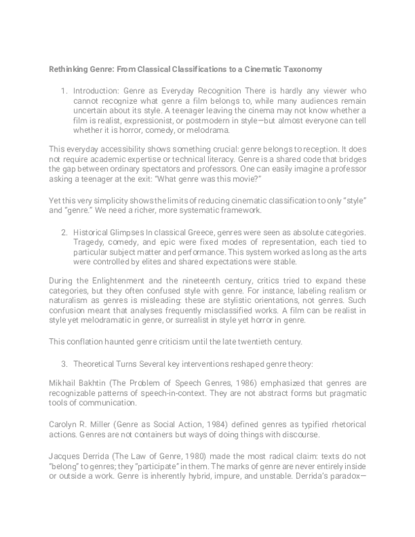 (PDF) Rethinking Genre: From Classical Classifications to a Cinematic ...