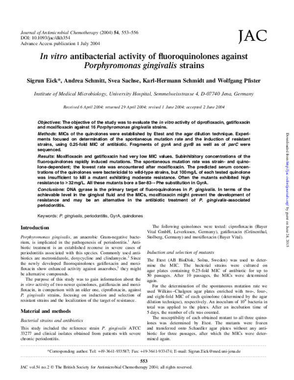 (PDF) In vitro antibacterial activity of fluoroquinolones against ...