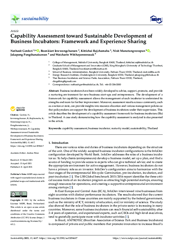 (PDF) Capability Assessment toward Sustainable Development of Business ...