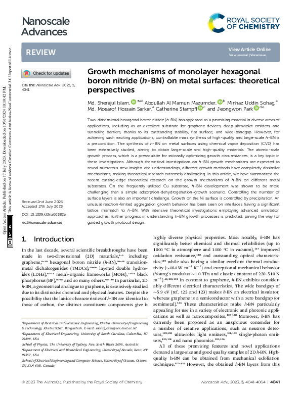 (PDF) Growth mechanisms of monolayer hexagonal boron nitride (h-BN) on ...