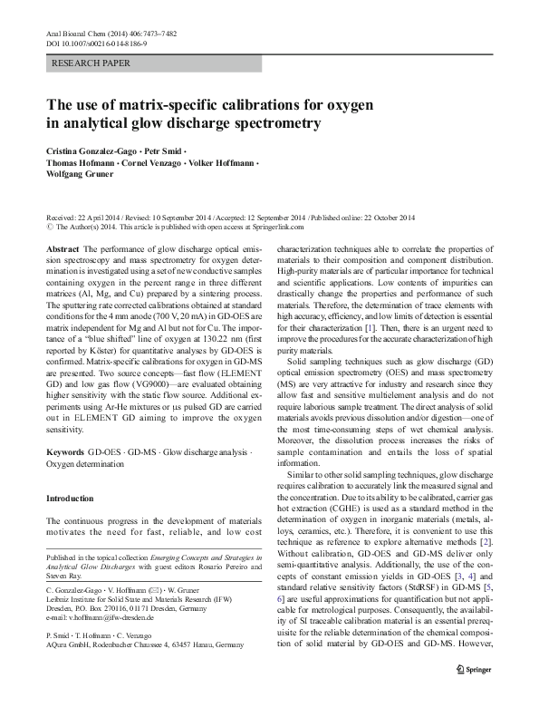 (PDF) The use of matrix-specific calibrations for oxygen in analytical ...