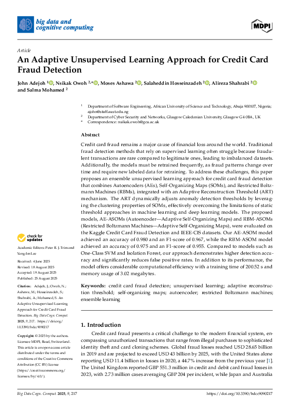 (PDF) An Adaptive Unsupervised Learning Approach for Credit Card Fraud ...