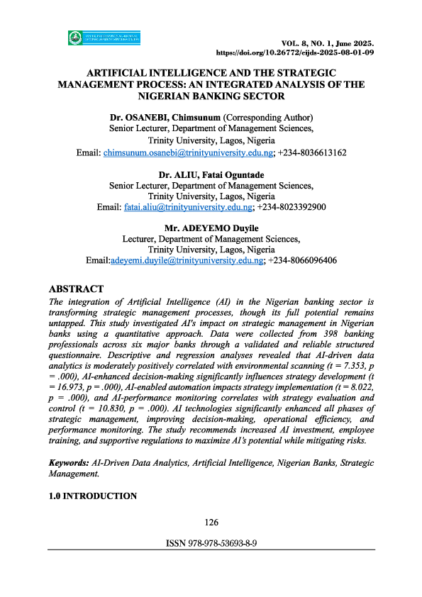 (PDF) ARTIFICIAL INTELLIGENCE AND THE STRATEGIC MANAGEMENT PROCESS - AN ...