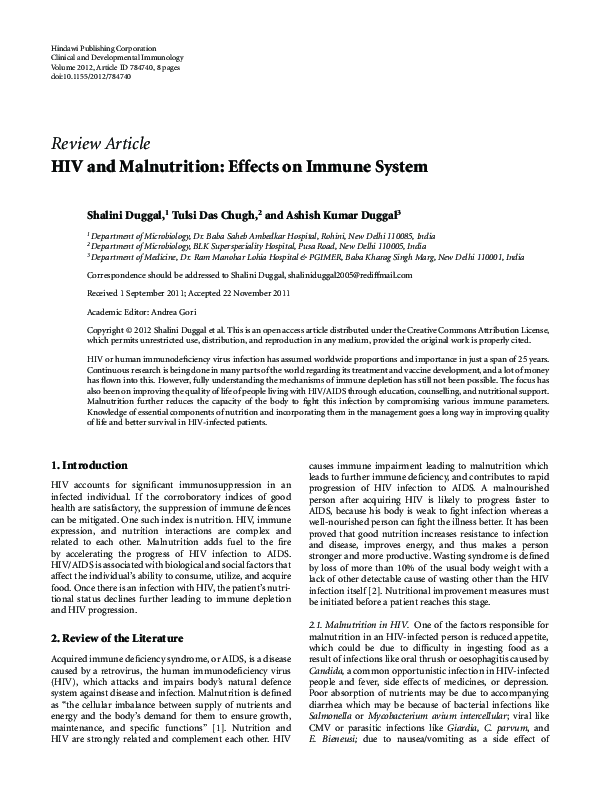 (PDF) HIV and Malnutrition: Effects on Immune System