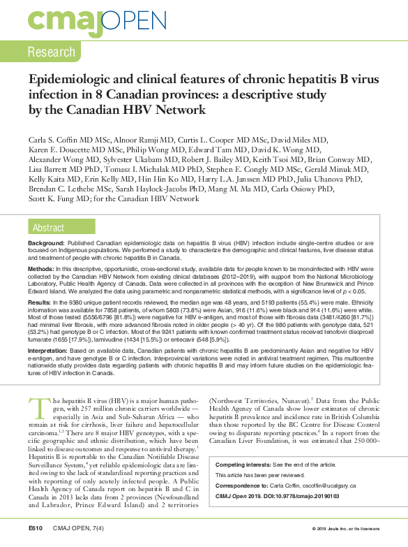 (PDF) Epidemiologic and clinical features of chronic hepatitis B virus ...