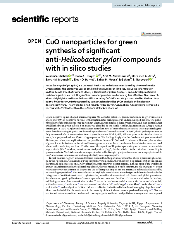 (PDF) CuO nanoparticles for green synthesis of significant anti ...