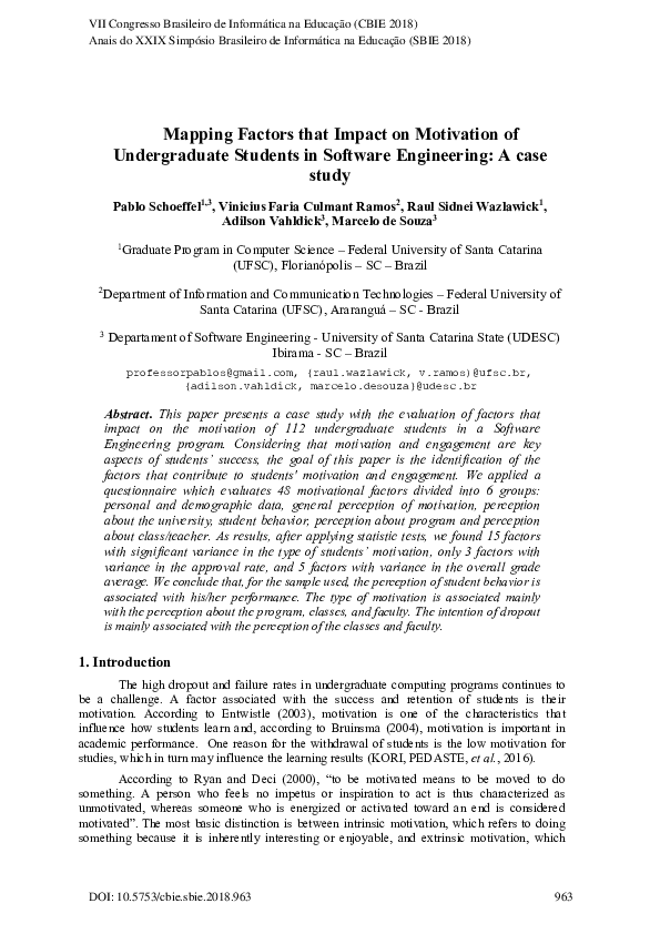 (PDF) Mapping Factors that Impact on Motivation of Undergraduate ...