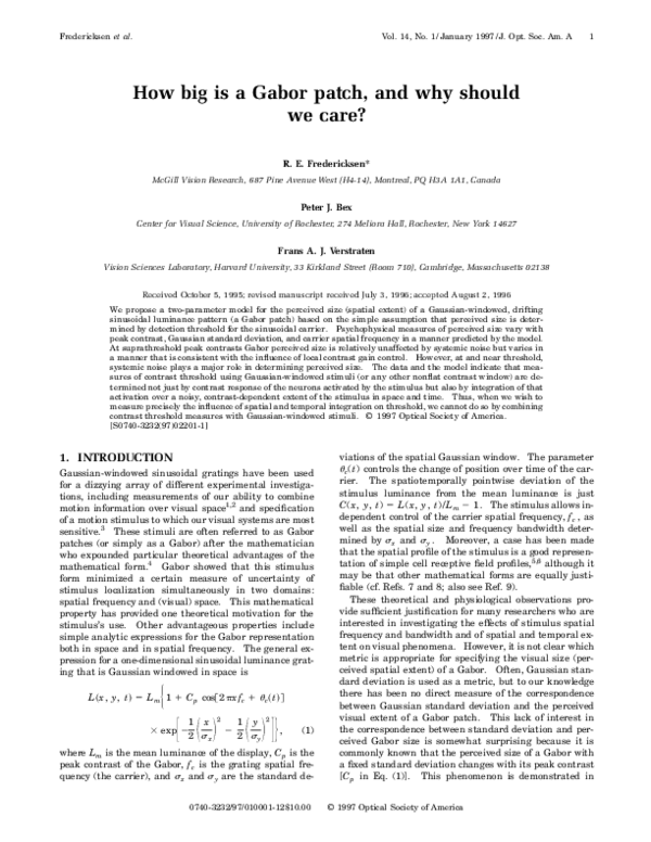 (PDF) How big is a Gabor patch, and why should we care? errata