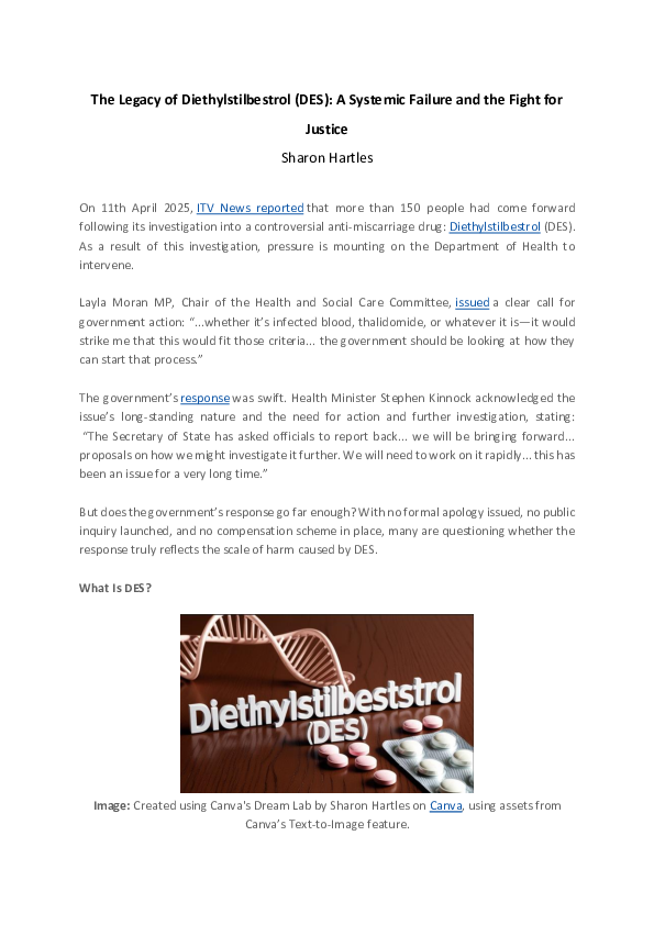 (PDF) The Legacy of Diethylstilbestrol (DES): A Systemic Failure and ...