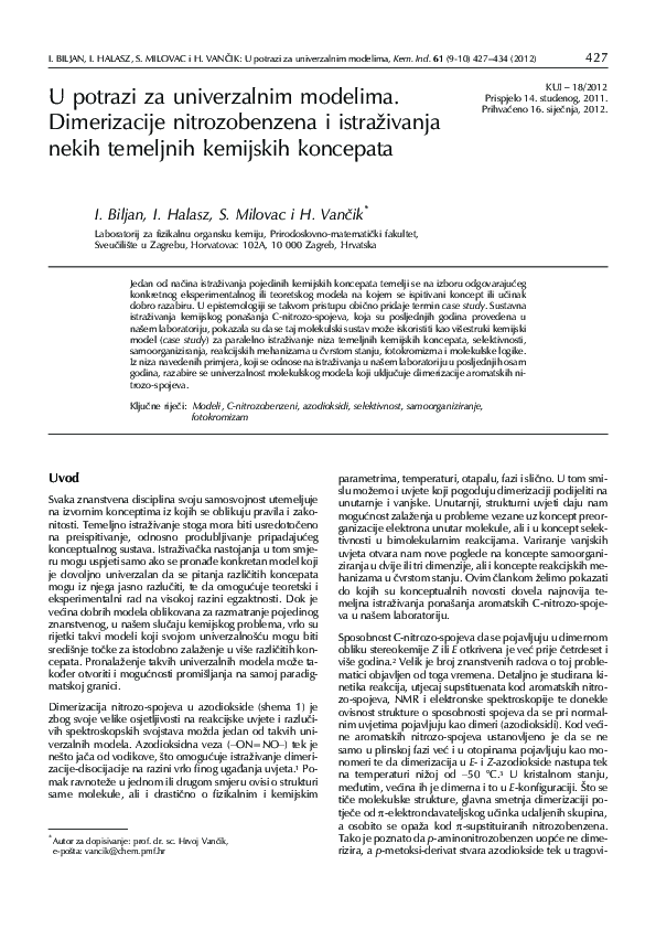 (PDF) In Search for Universal Models. Dimerization of Nitrosobenzenes ...