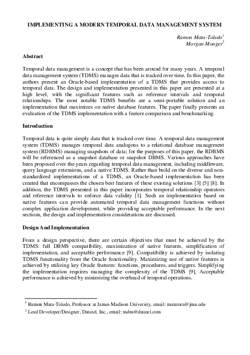 (PDF) Implementing a Modern Temporal Data Management System