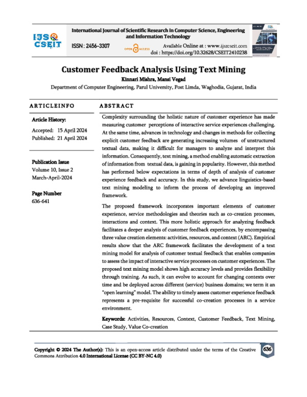 (PDF) Customer Feedback Analysis Using Text Mining