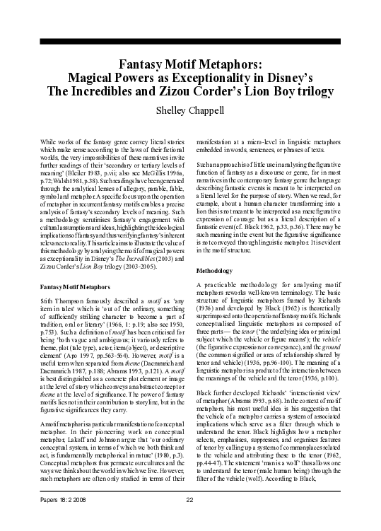 (PDF) Fantasy Motif Metaphors: Magical Powers as Exceptionality in ...