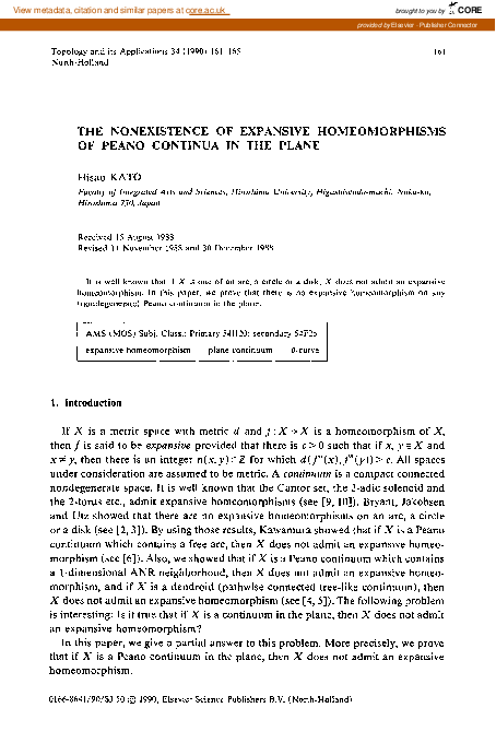 (PDF) The nonexistence of expansive homeomorphisms of Peano continua in ...
