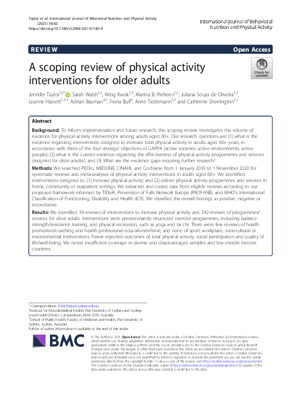 (PDF) A scoping review of physical activity interventions for older adults
