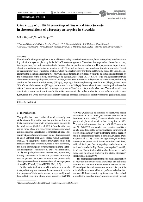 (PDF) Case study of qualitative sorting of raw wood assortments in the ...