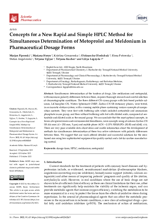 (PDF) Concepts for a New Rapid and Simple HPLC Method for Simultaneous ...