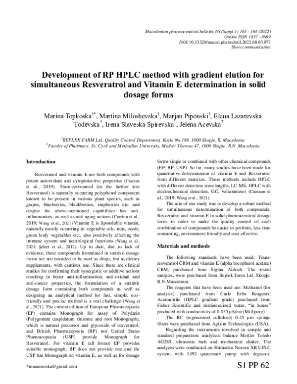 (PDF) Development of RP HPLC method with gradient elution for ...