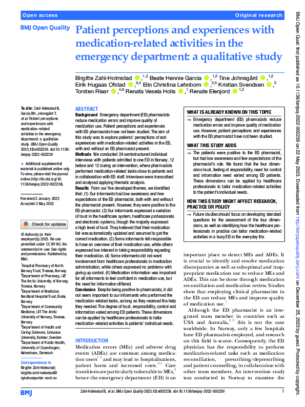 (PDF) Patient perceptions and experiences with medication-related ...
