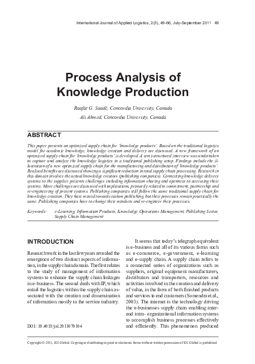 (PDF) Process Analysis of Knowledge Production