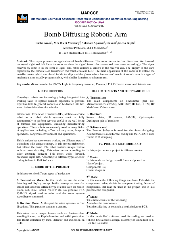 (PDF) Bomb Diffusing Robotic Arm