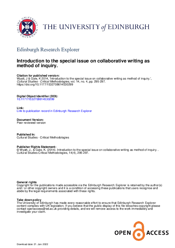 (PDF) Introduction to the Special Issue on Collaborative Writing as ...