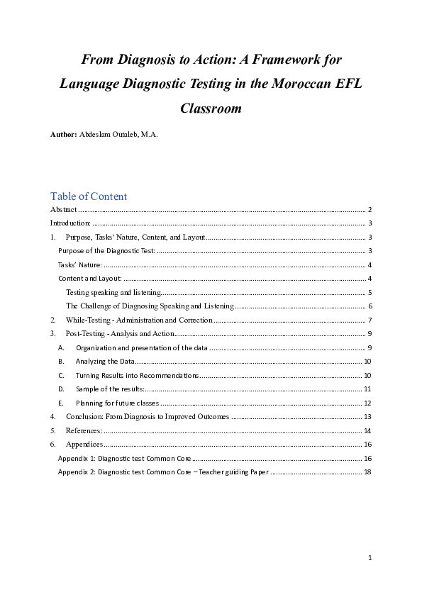 (PDF) From Diagnosis to Action: A Framework for Language Diagnostic ...