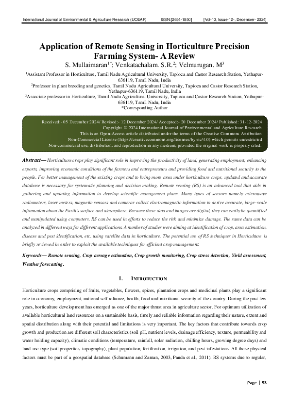 (PDF) Application of Remote Sensing in Horticulture Precision Farming ...