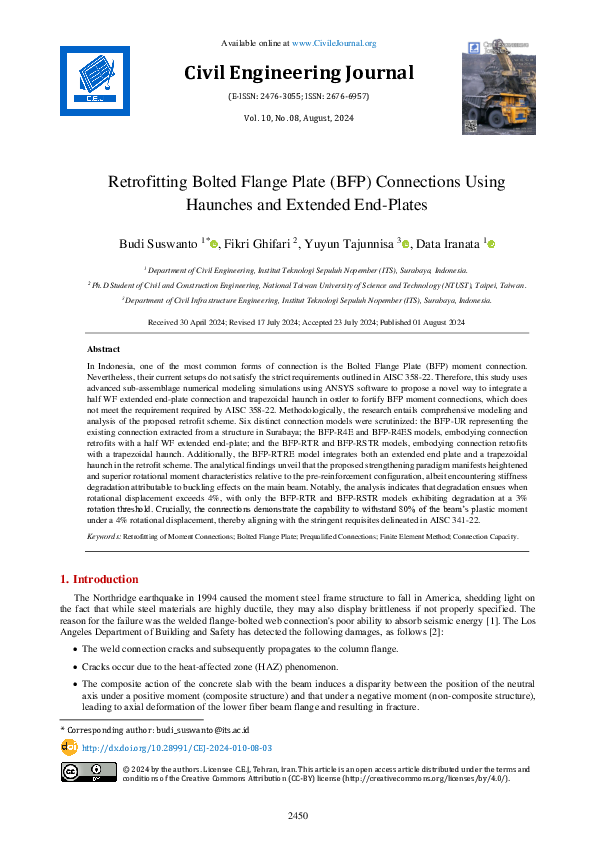 (PDF) Retrofitting Bolted Flange Plate (BFP) Connections Using Haunches ...