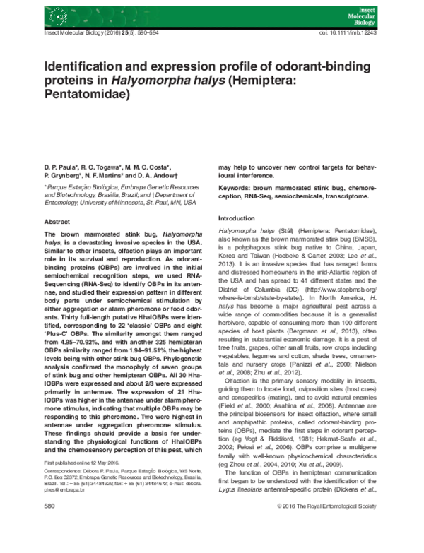 (PDF) Identification and expression profile of odorant-binding proteins ...