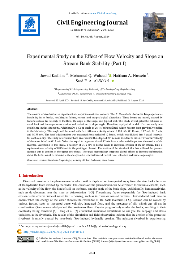 (PDF) Experimental Study on the Effect of Flow Velocity and Slope on ...