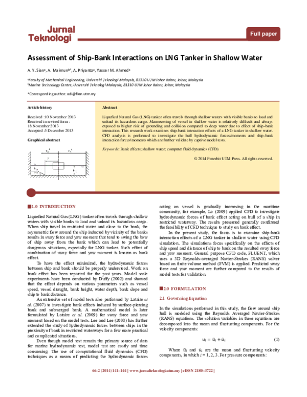(PDF) Assessment of Ship-Bank Interactions on LNG Tanker in Shallow Water