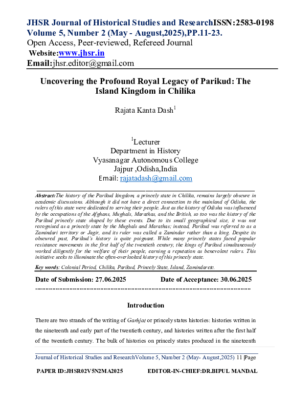 (PDF) Uncovering the Profound Royal Legacy of Parikud: The Island ...