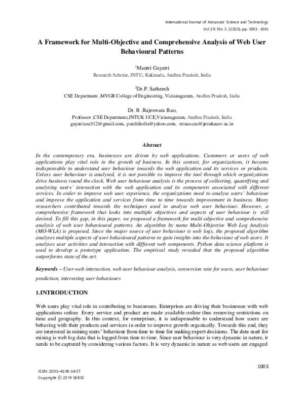 (PDF) A Framework for Multi-Objective and Comprehensive Analysis of Web ...