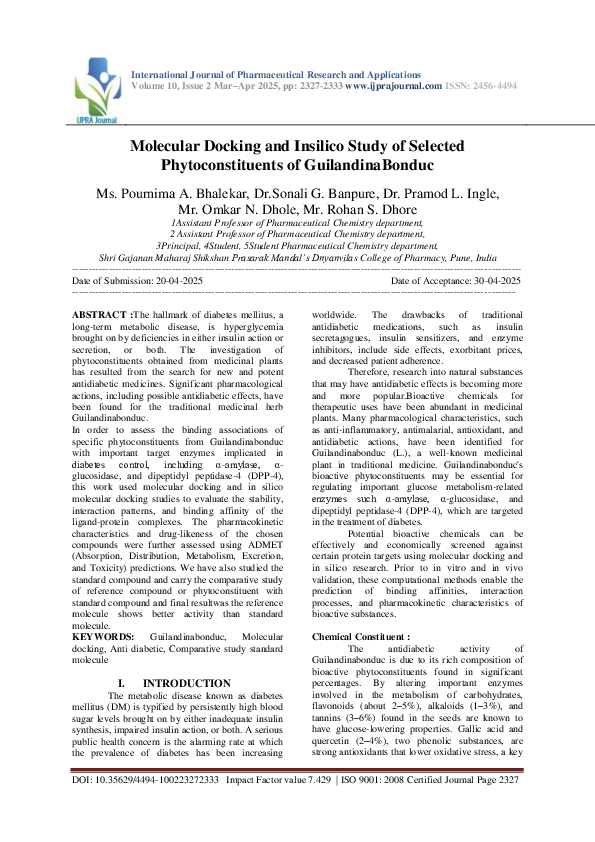 (PDF) Molecular Docking and Insilico Study of Selected ...