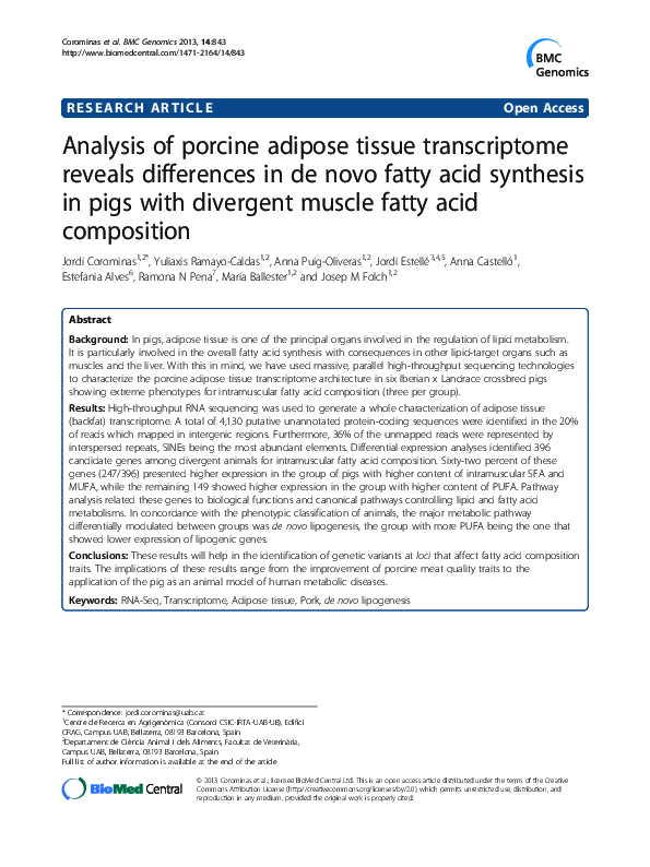(PDF) Analysis of porcine adipose tissue transcriptome reveals ...