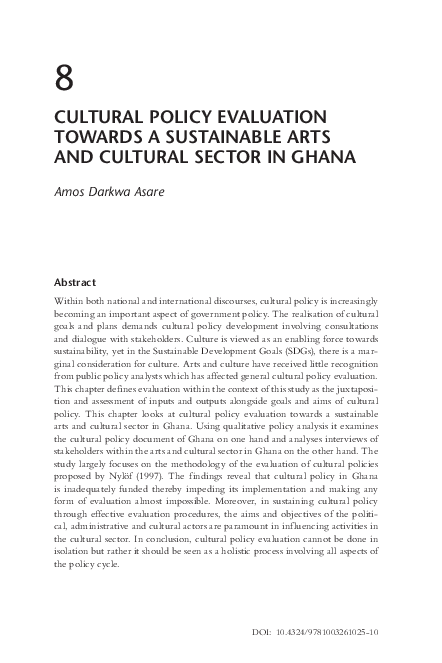 (PDF) Cultural Policy Evaluation towards a Sustainable Arts and ...