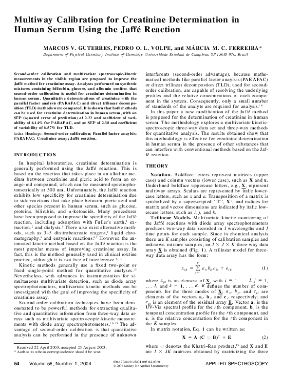(PDF) Multiway Calibration for Creatinine Determination in Human Serum ...