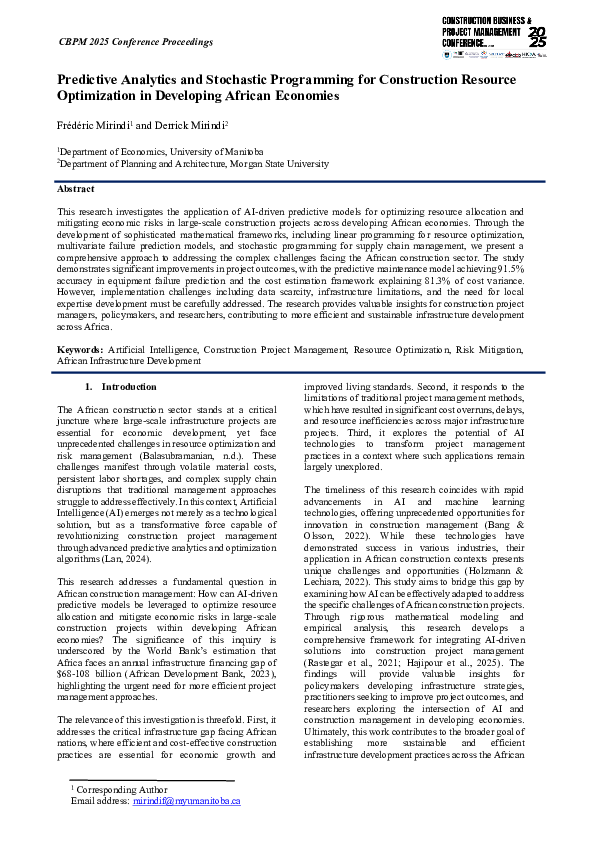 (PDF) Predictive Analytics and Stochastic Programming for Construction ...