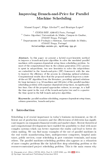 (PDF) Improving Branch-and-Price for Parallel Machine Scheduling