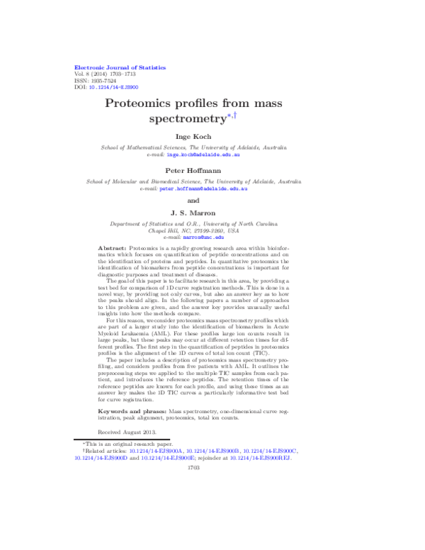 (PDF) Proteomics profiles from mass spectrometry