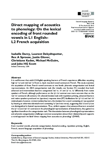 (PDF) Direct mapping of acoustics to phonology: On the lexical encoding ...