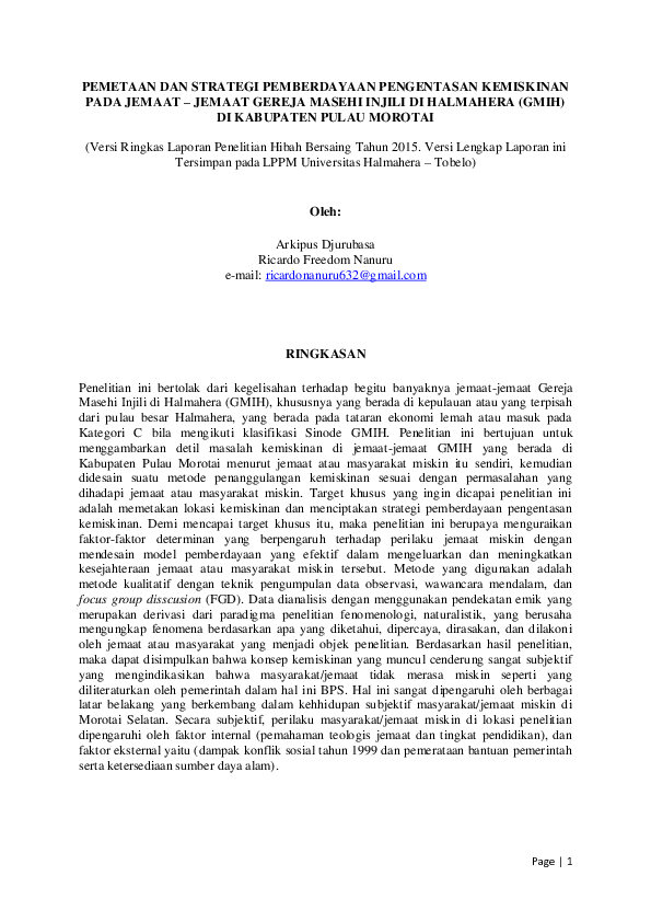 (PDF) Pemetaan Dan Strategi Pemberdayaan Pengentasan Kemiskinan Pada ...