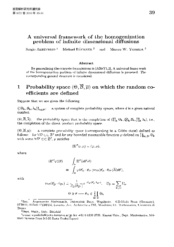 (PDF) A universal framework of the homogenization problem of infinite ...