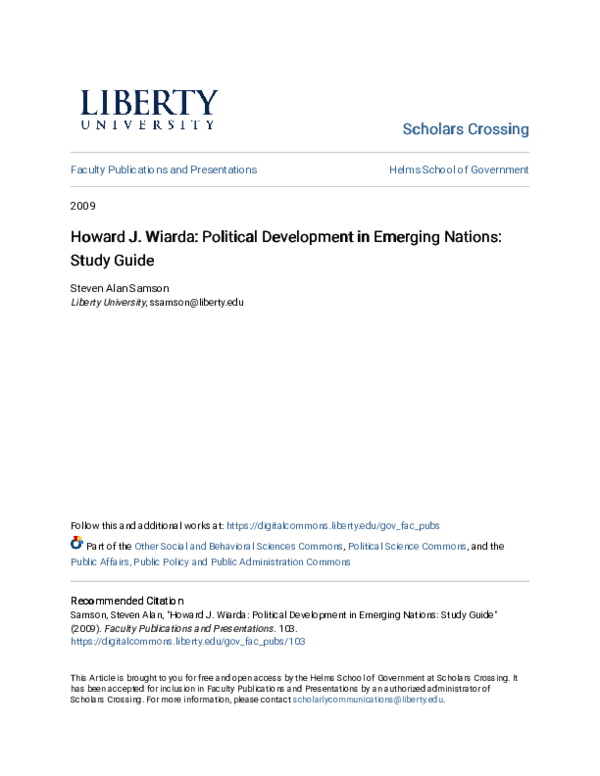 (PDF) Howard J. Wiarda: Political Development in Emerging Nations ...