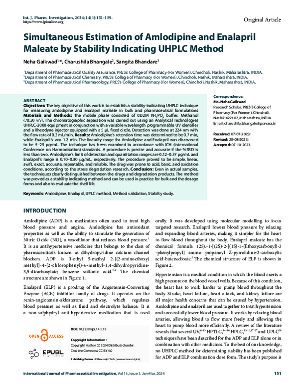 (PDF) Simultaneous Estimation of Amlodipine and Enalapril Maleate by ...